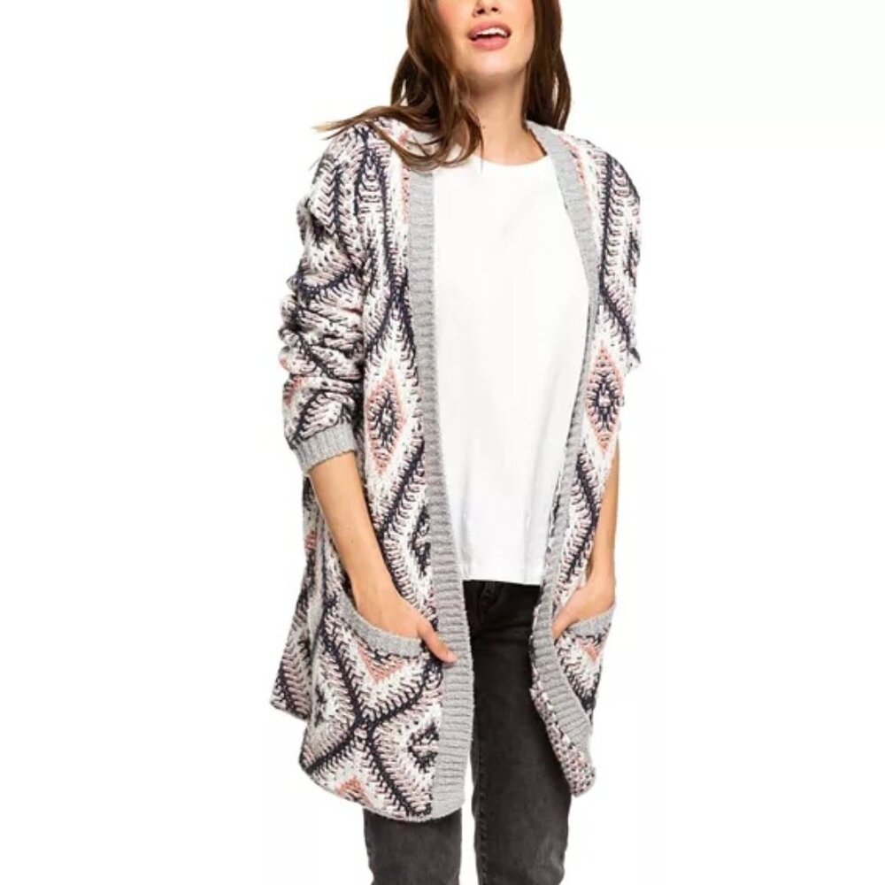 Roxy Multi Color Knit Cardigan Sweater